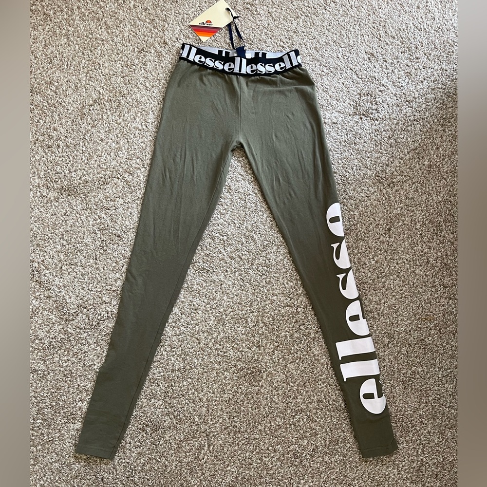 Ellesse army green dusty olive Clare Leggings NWT SIZE 6
